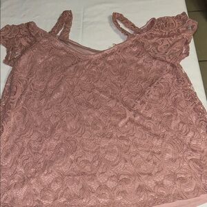 PerSeption Concept Mauve Lace Cold-Shoulder Blouse